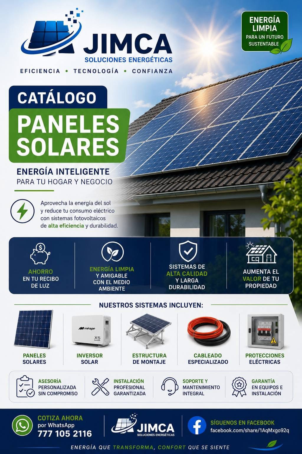 Catálogo de sistemas de paneles solares JIMCA
