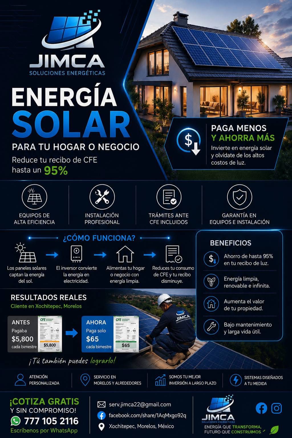 Sistema de paneles solares instalado en una vivienda